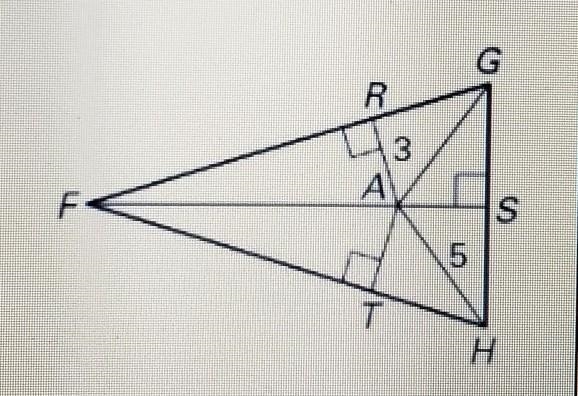 A is the incenter of Triangle FHG Find the length of AT. Explain your thinking.-example-1