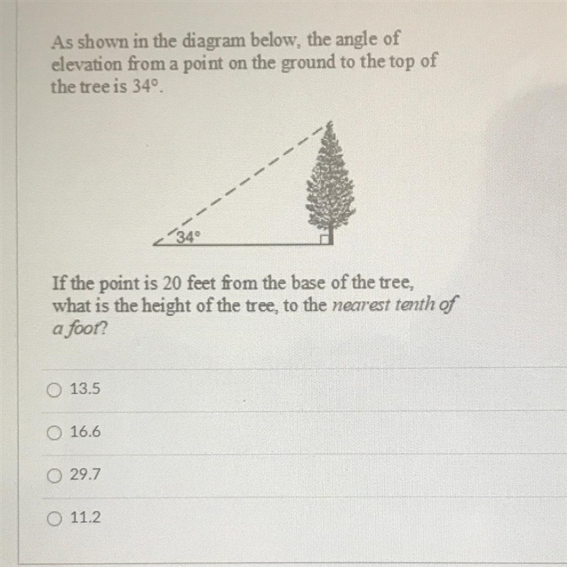 As shown in the diagram below, the angle ofelevation from a point on the ground to-example-1