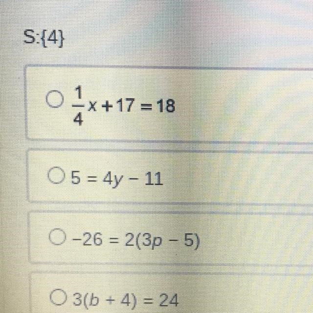 Tell me which equation is false based on the solution set-example-1