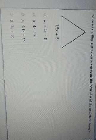 Write a simplified expression to represent the perimeter of the equilateral triangle-example-1