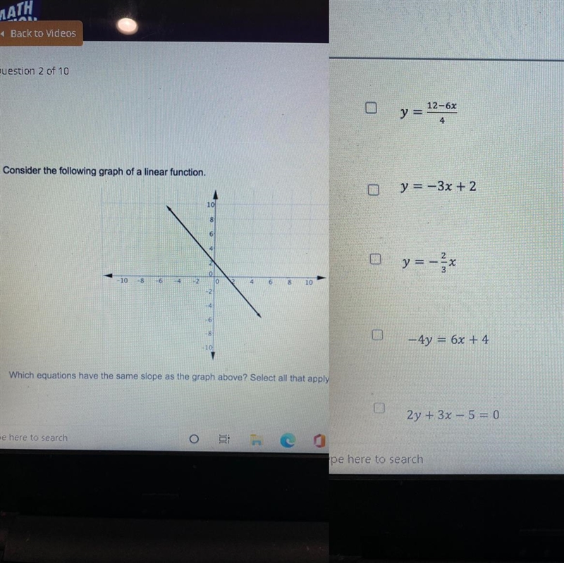 PLS HELP ASAP Consider the following graph of a linear function Which equations have-example-1