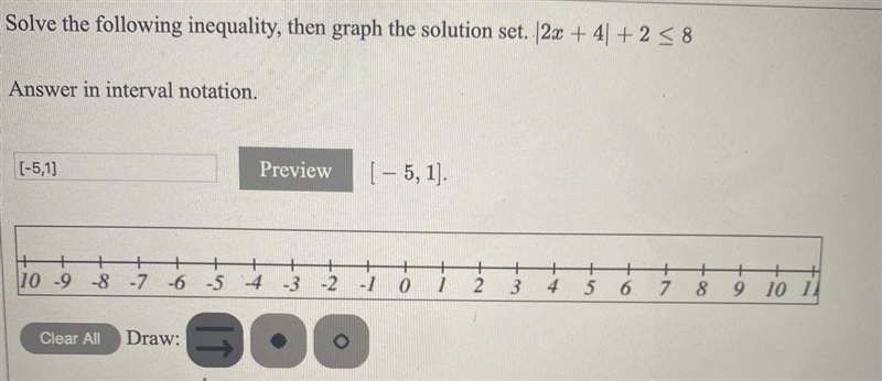 Graph the solution set l 2x + 4l + 2 <= 8-example-1