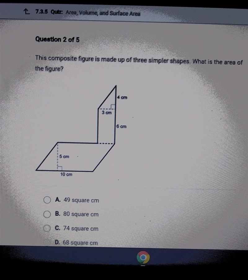 This composed figure is made up of three similar shapes what is the area of the figure-example-1