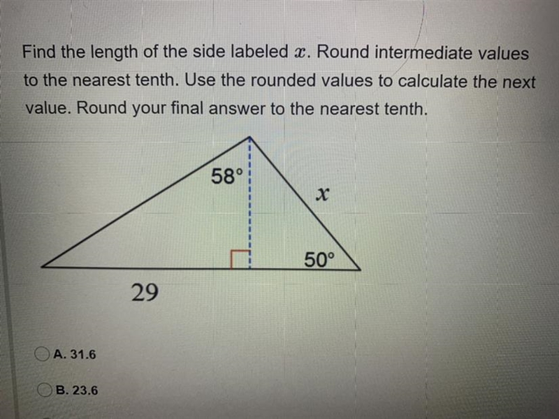 I need help finding the answerA. 31.6B. 23.6C. 31.1D. 20.9-example-1