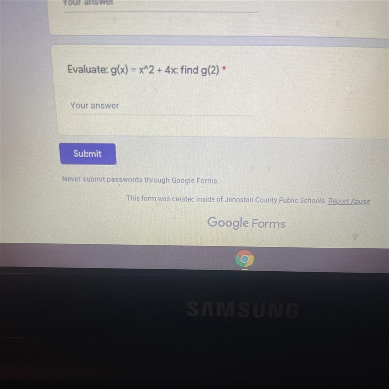 Evaluate : g(x) = x^2 + 4x ; find g(2)-example-1