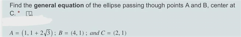 Find the general equation of the ellipse passing though points A and B, center at-example-1