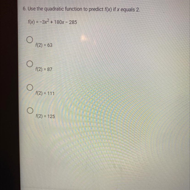 Use the quadratic function to predict f(x) if c equals 2.-example-1