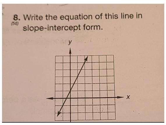 God (56) 8. Write the equation of this line in slope-intercept form. у - Х-example-1