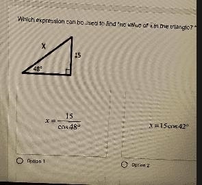 Which expression can be used to find the value of x in the triangle?-example-1