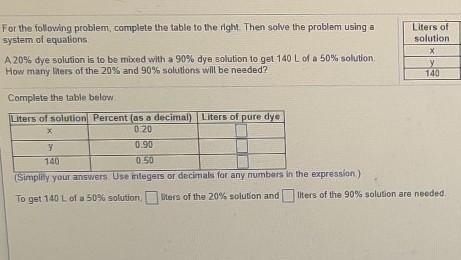 For the following problem, complete the table to the right Then solve the problem-example-1