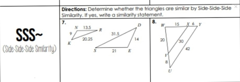 Directions: Determine whether the triangles are similar by Angle-Angle Similarity-example-1