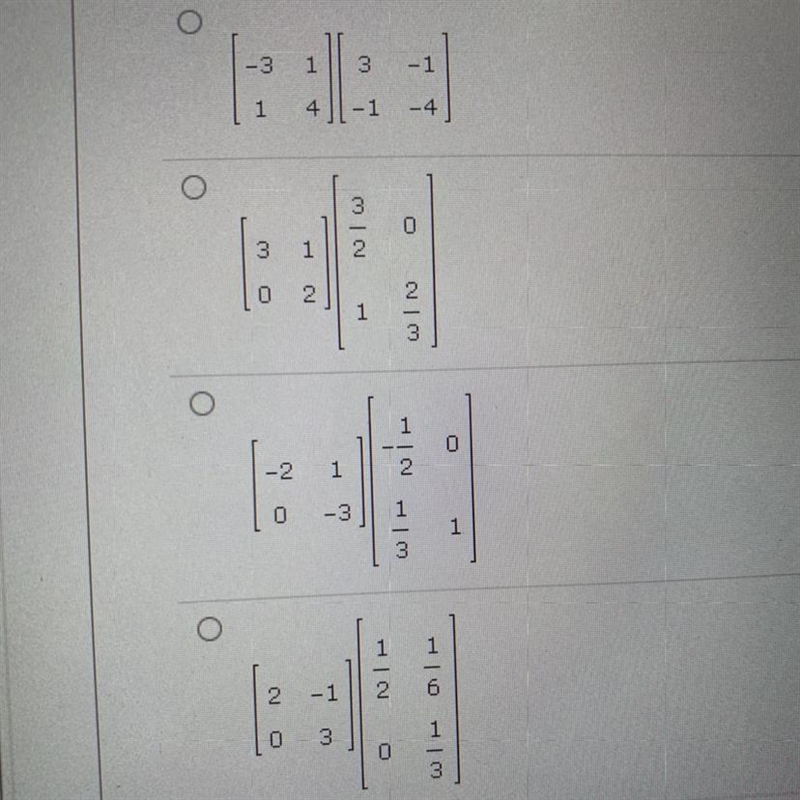 Which of the following shows a matrix and its inverse?-example-1