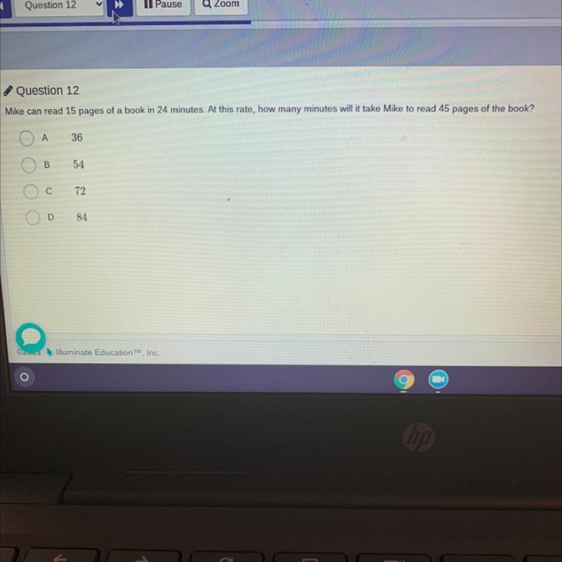 Question 12Mike can read 15 pages of a book in 24 minutes. At this rate, how many-example-1