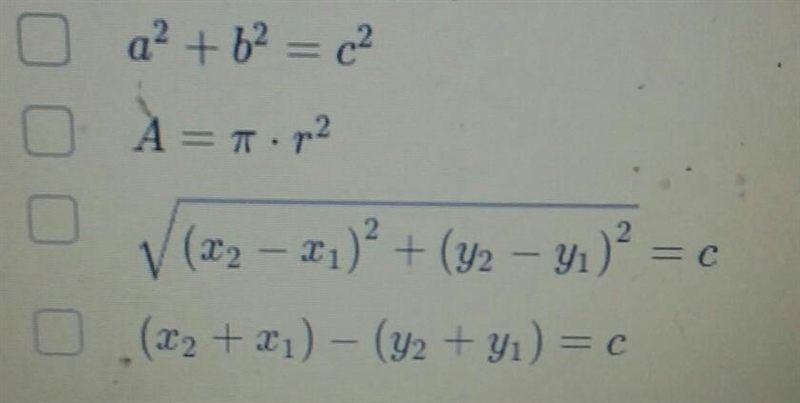 Which of the following equationz can be used to find distance-example-1