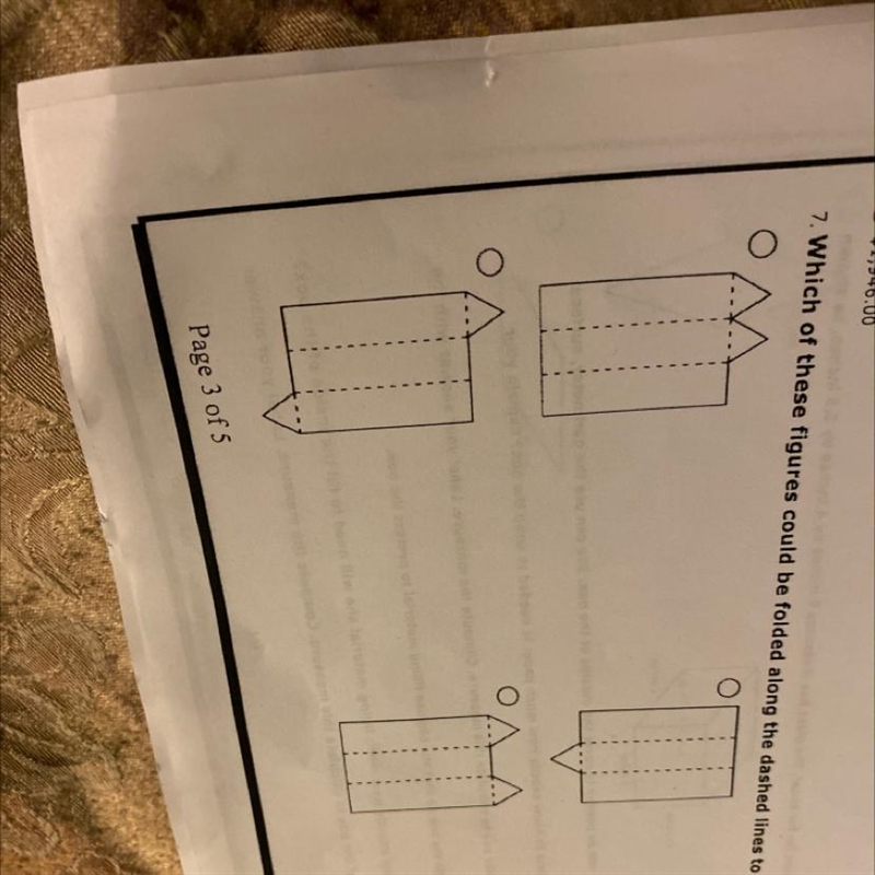 Which of these figures could be a folded along the test lines to make a triangular-example-1