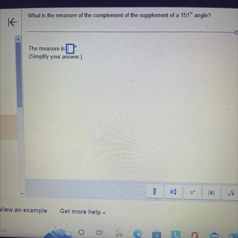 What is the measure of the complement of the supplement-example-1