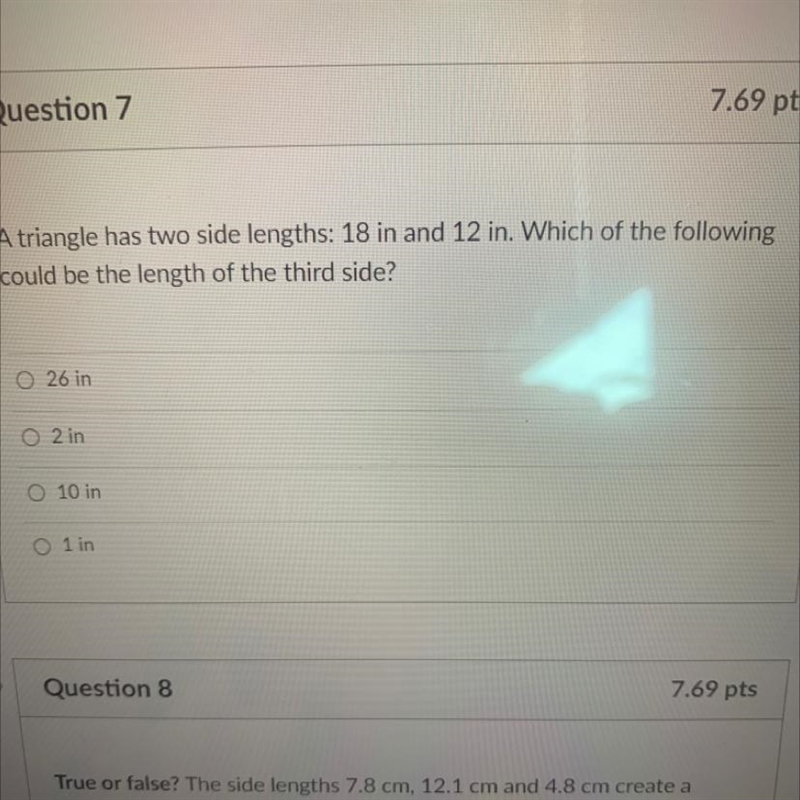 Which of the following could be the length of the third side-example-1