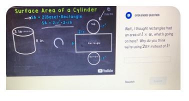 Wait, I thought rectangles hadan area of l x w, what's goingon here? Why do you thinkwe-example-1