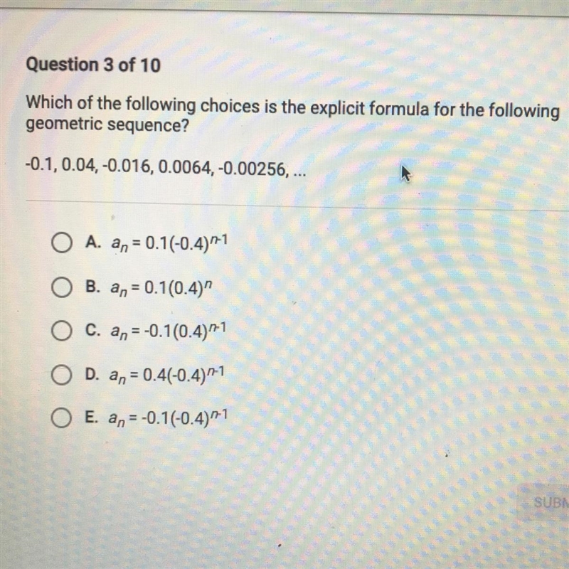 Which of the following choices is the explicit formula for the following geometric-example-1