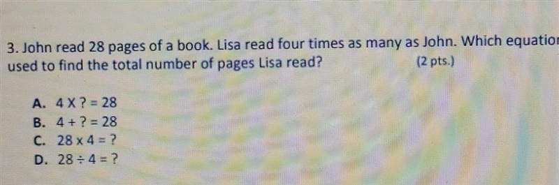 John read 28 pages of a book lisa read four times as many-example-1