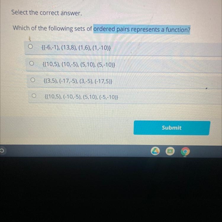 Question 4 of 5Select the correct answer.Which of the following sets of ordered pairs-example-1