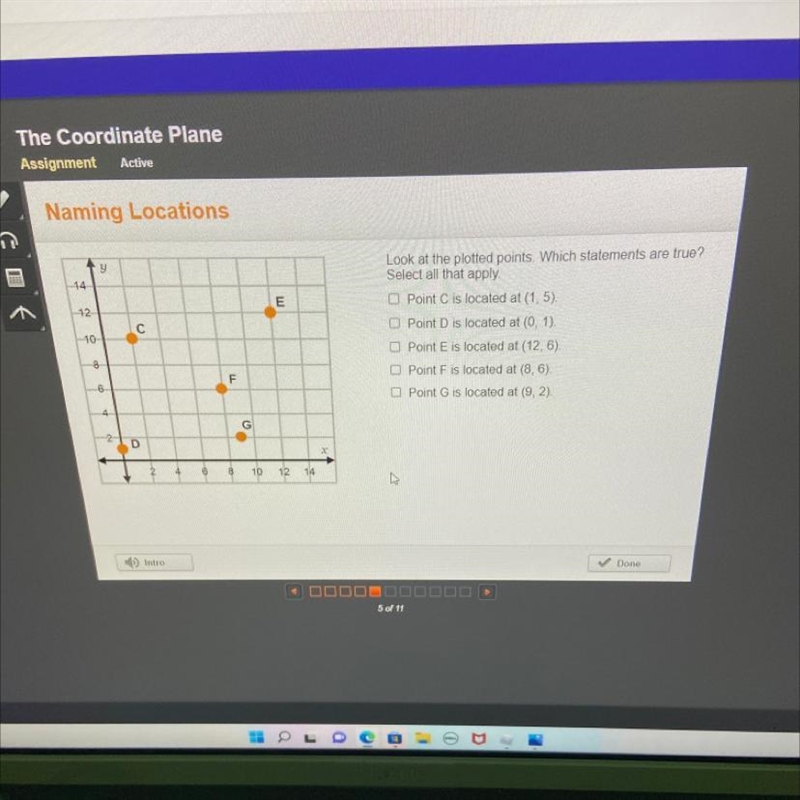 Look at the plotted points. Which statements are true? Select all that apply. Point-example-1