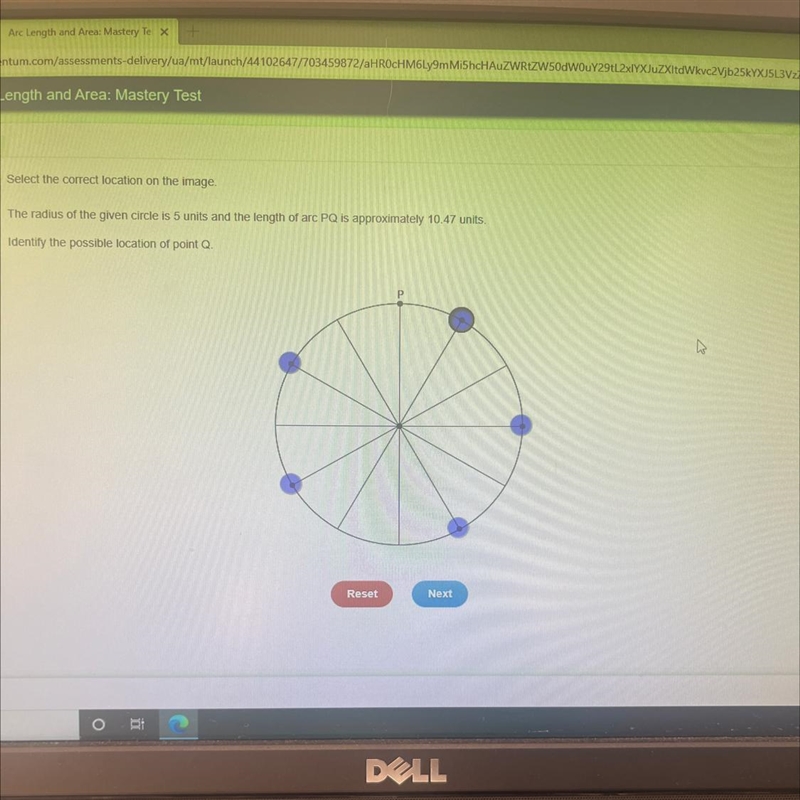 The radius of the given circle is 5 units and the length of arc PQ is approximately-example-1