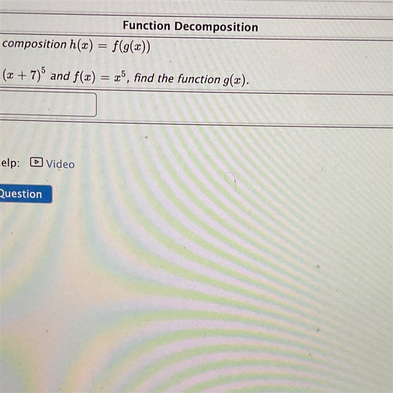 I need help solving this problem The question started with H(x) = (x+7)^5-example-1