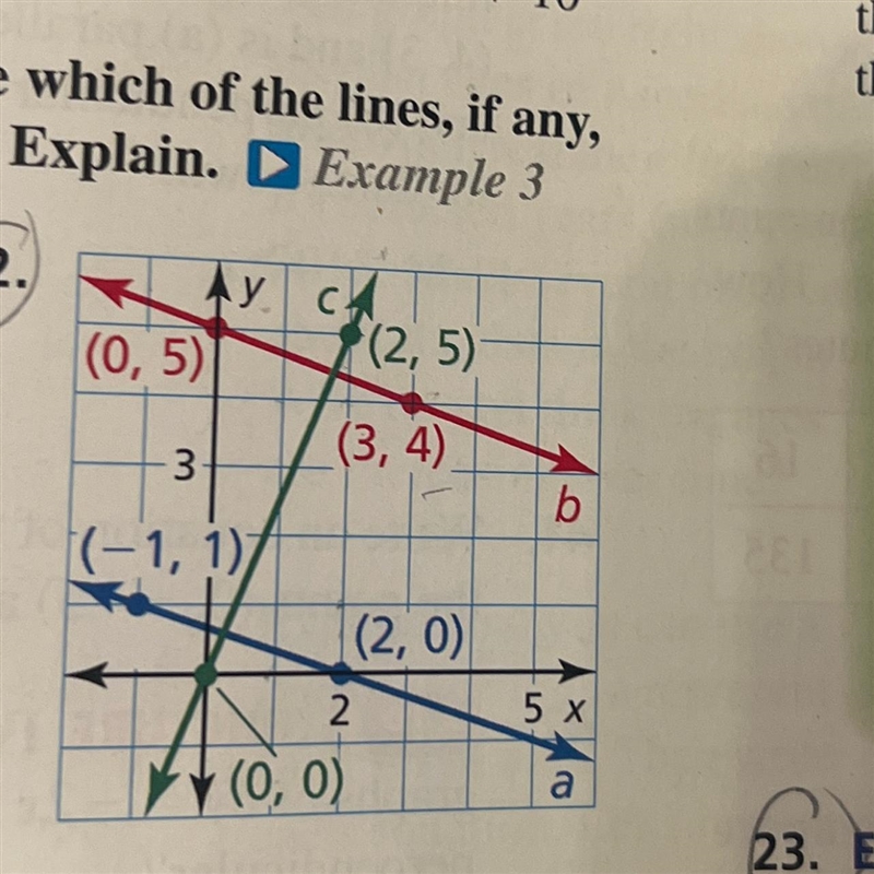 Determine which of the lines if any are parallel or perpendicular-example-1