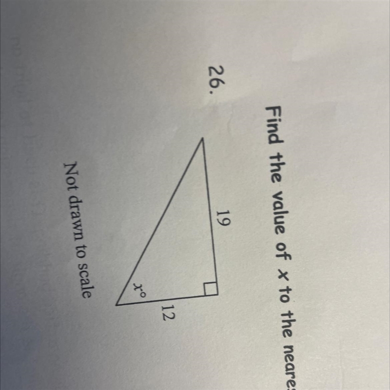 Find the value of x to the nearest degree 19, 12 and x-example-1