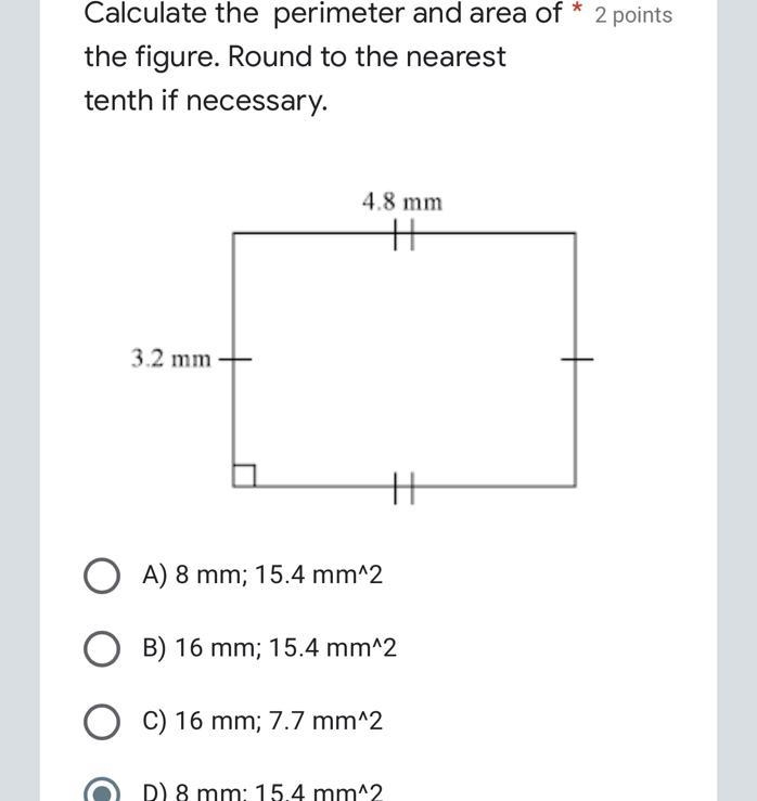 Calculate the perimeter and area of the figure. Round to the nearest tenth if necessary-example-1