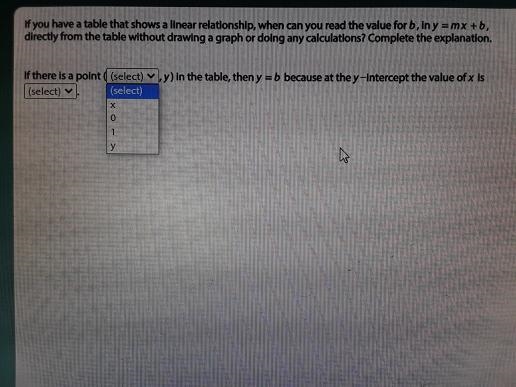 you have a table that shows a linear relationship, when can you read the value for-example-1