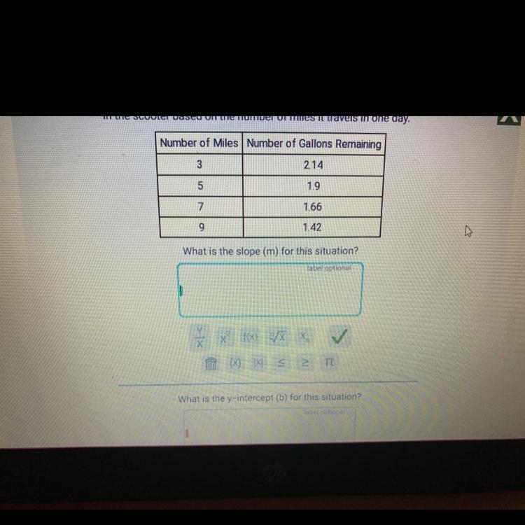 What is the slope and y intercept based off the table graph-example-1