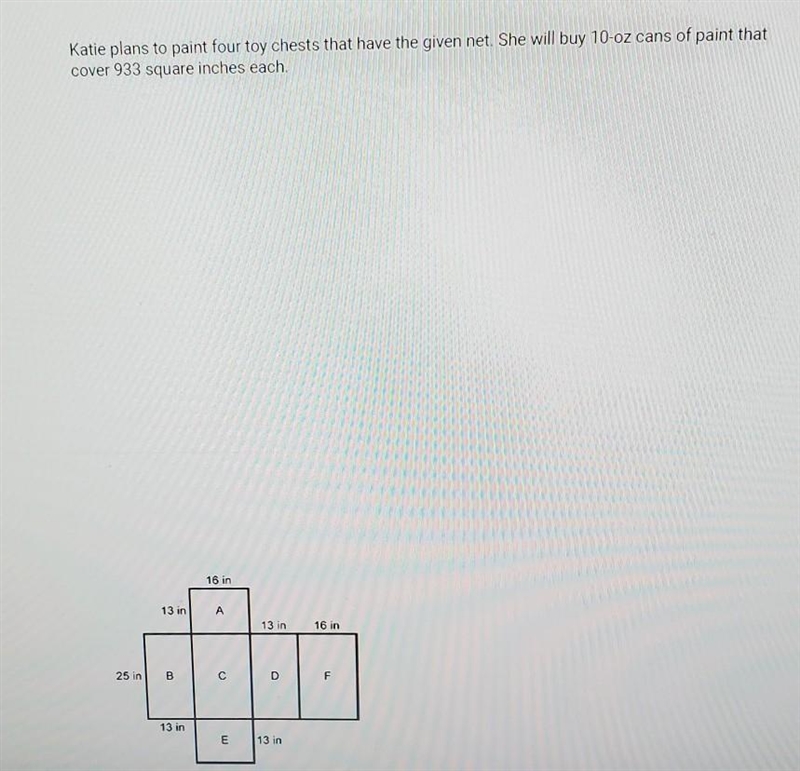 What is the surface area of 1 Katie's chests? What is the surface area of all four-example-1