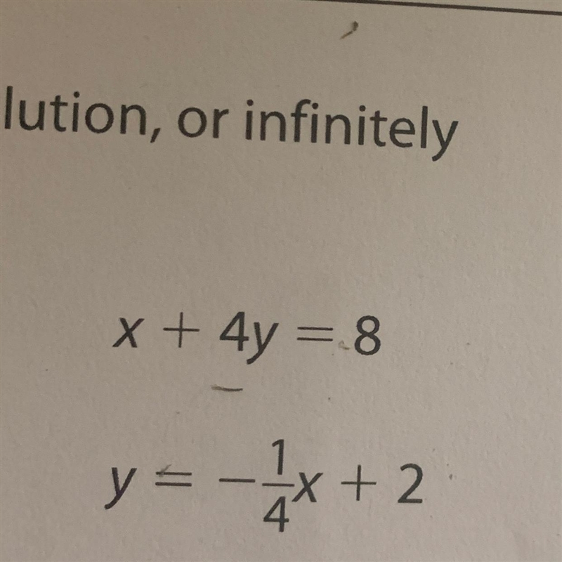 Is this equation no solution, one solution, or infinitely may solutions-example-1