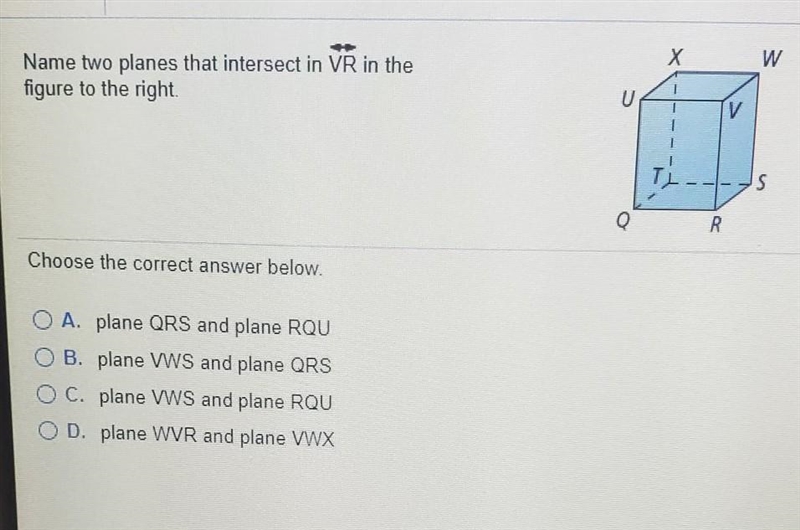 Name two planes that intersect in VR in the figure to the right.-example-1