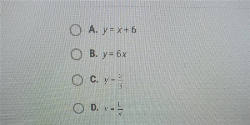 Which of the following equations is an example of inverse variation between the variables-example-1