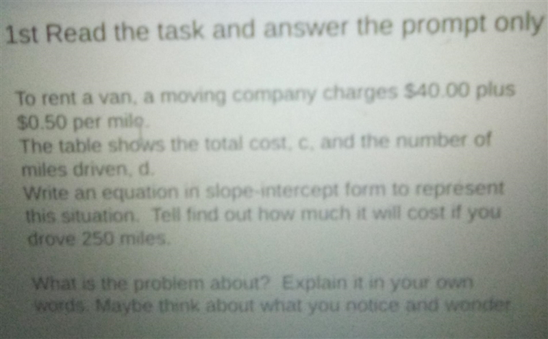 To rent a van a moving company charges $40.00 plus $0.50per miles-example-1