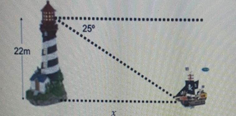 Which is closest to X, the distance between the base of the lighthouse and the boat-example-1