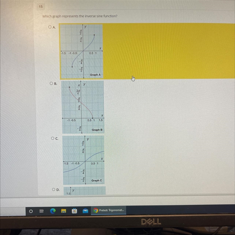 Which graph represents the inverse sine function?-example-1