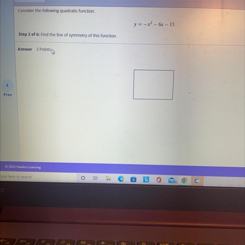 Consider the following quadratic function Part 3 of 6: Find the x-intercepts. Express-example-1