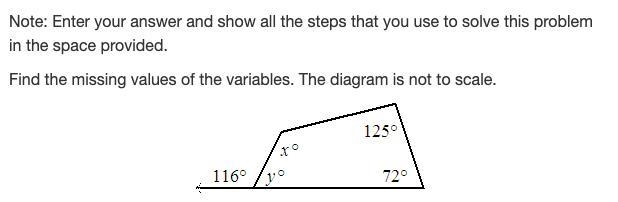 Find the missing values of the variables. The diagram is not to scale. (Image attached-example-1