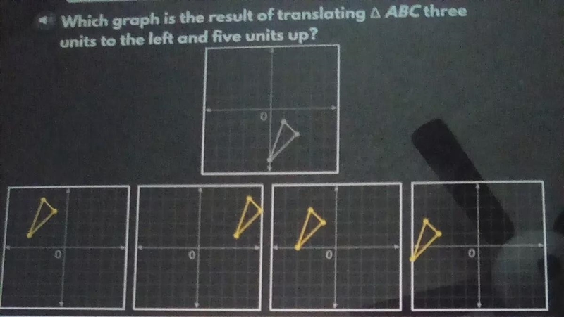 Which graph is the result of translating abc three units to the left and five units-example-1