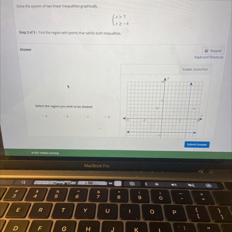 Solve the two linear inequalities graphically. Find the region that satisfy both inequalities-example-1