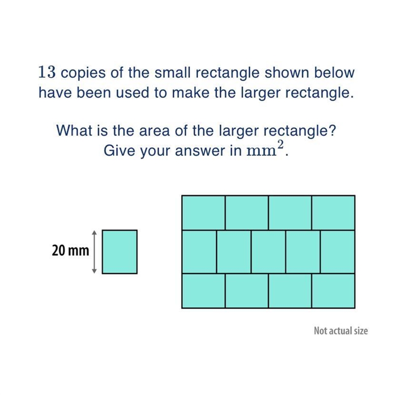 13 copies of the small rectangle shown below have been used to make the larger rectangle-example-1