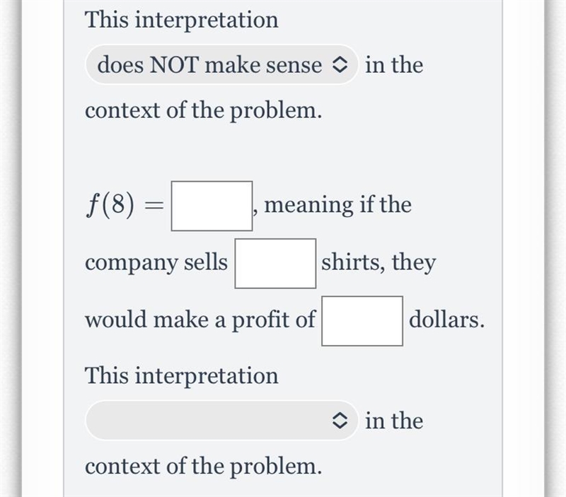 A company manufactures and sells shirts. The daily profit the company makes depends-example-1