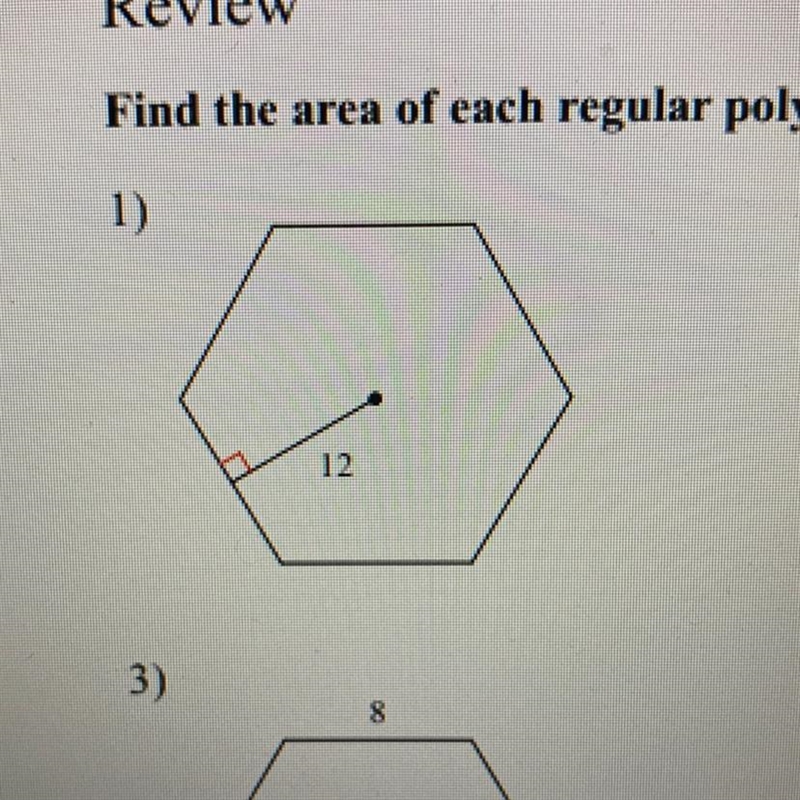 NO LINKSFind the area of each regular polygon. Round your answer if necessary.-example-1