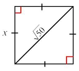 Find the value of x. * 50 PTS! 5 25 5√2 50-example-1