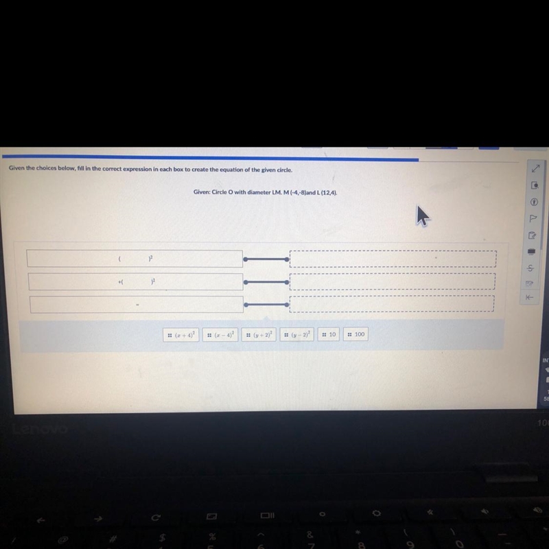 Given the choices below fill in the correct expression in each box to create the equation-example-1