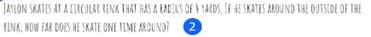 How far does Jaylon skate one time around? Use the π button in your calculations and-example-1